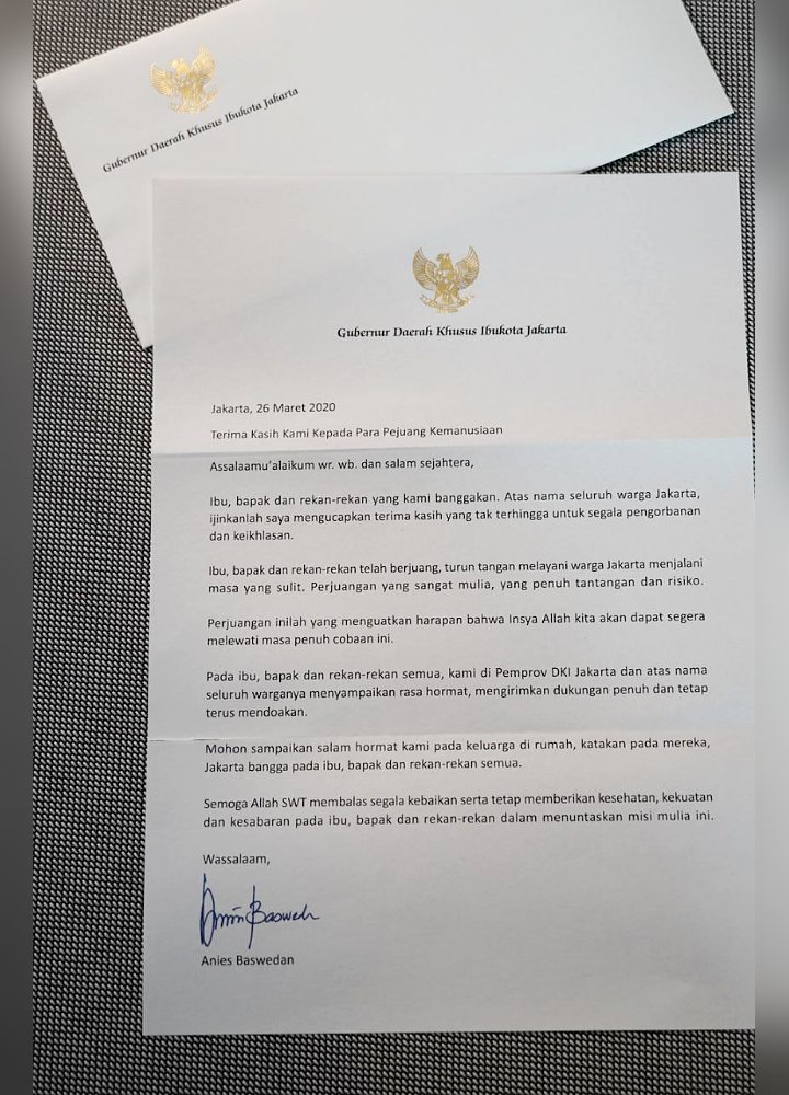 Surat Sambutan Anies Baswedan Untuk Tenaga Kesehatan DKI Tuai Banyak Pujian