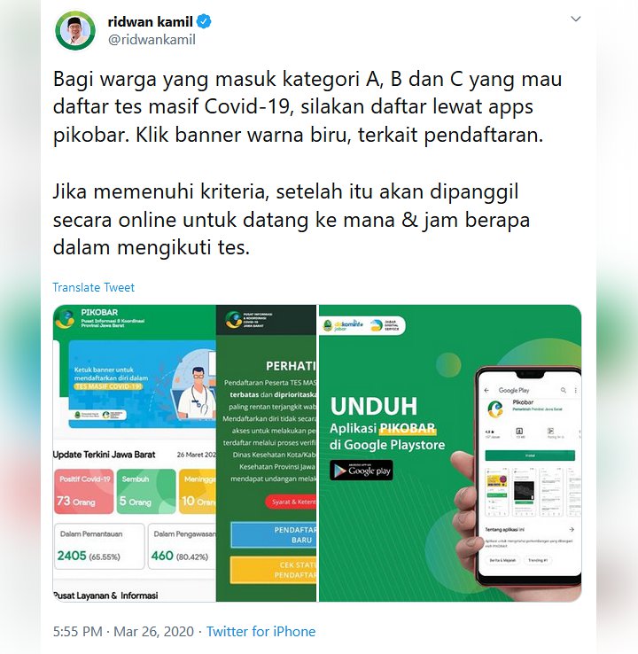 Jabar Gelar Rapid Test Corona, Begini Cara Akses Layanannya