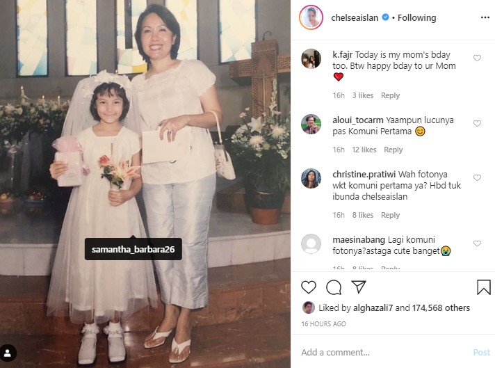 Sambut Ultah Ibunda, Chelsea Islan Bagikan Potret Menggemaskan Saat Komuni Pertama