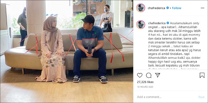 Hamil di Tengah Wabah Corona, Chacha Frederica Tetap Bersyukur