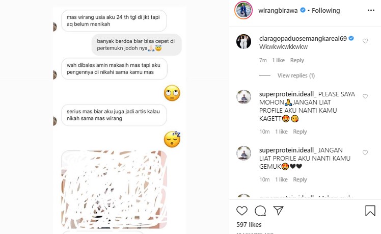 Begini Reaksi Wirang Birawa Saat Diajak Seorang Netizen Menikah Bersamanya