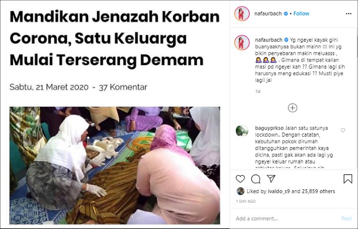 Nafa Urbach Emosi Lihat Keluarga PDP Corona Bawa Pulang Jenazah: Ya Ini Ngeyel!