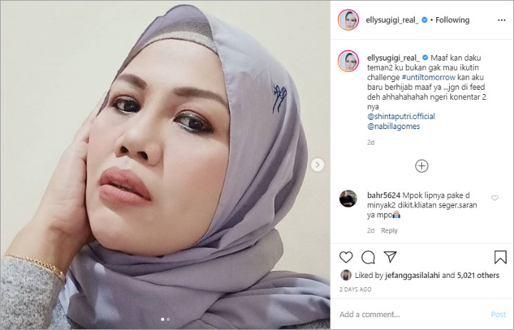 Tak Ikutan Demam Until Tomorrow Challenge, Ely Sugigi Punya Alasan