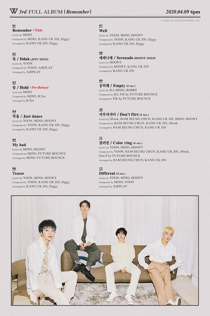 Bakal Hadirkan 12 Lagu, Winner Ungkap Tracklist Untuk Full Album Ke-3 \'Remember\'