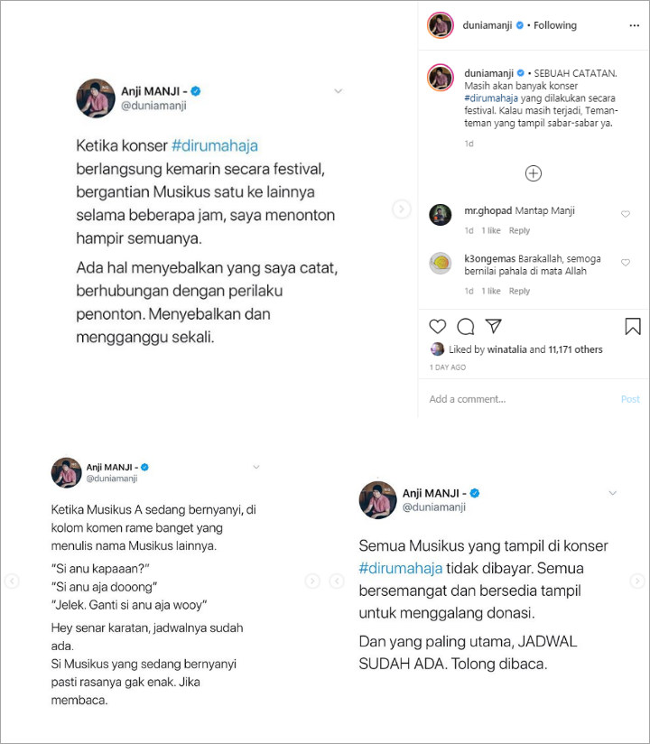 Anji Marah Pada Komentar Tak Sopan Netizen Saat Gelar Konser Streaming