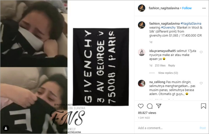 Nagita Slavina Gunakan Selimut Belasan Juta Untuk Lap Ingus dan Air Mata