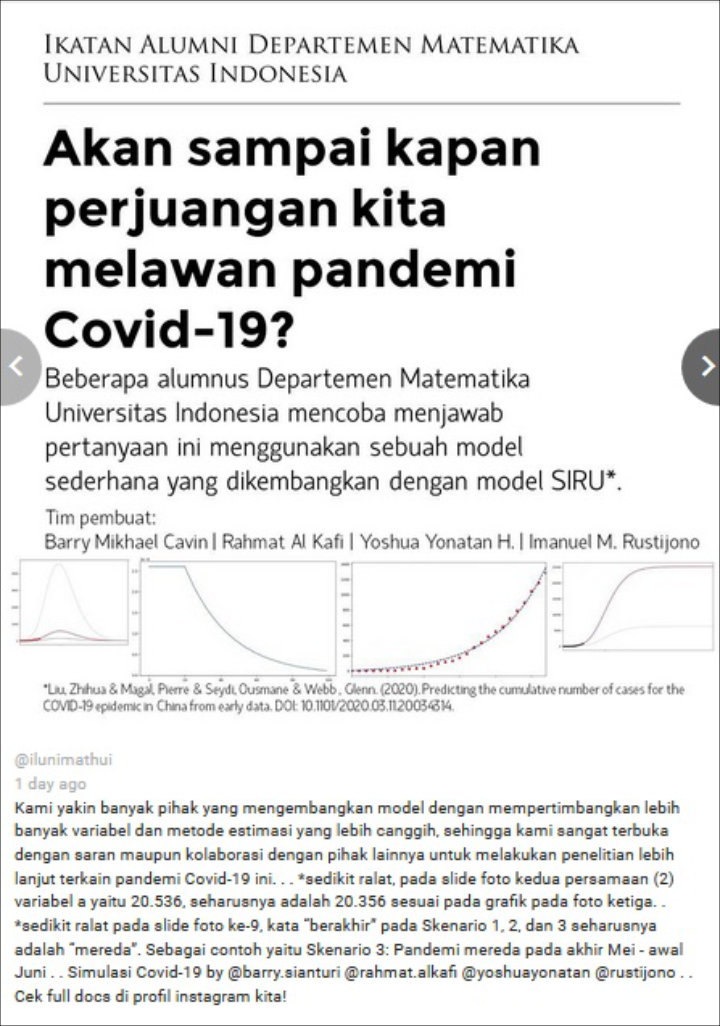 Gunakan Permodelan Matematika, Alumni UI Prediksi Corona Berakhir Juni