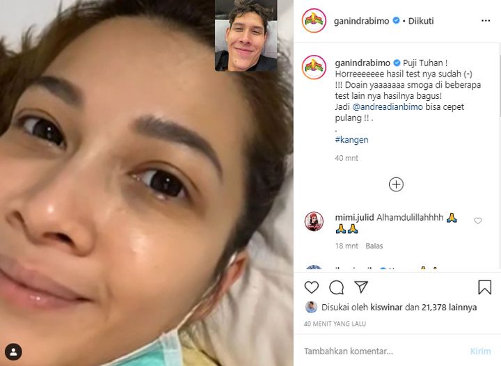 Ganindra Senang Andrea Dian Negatif Corona