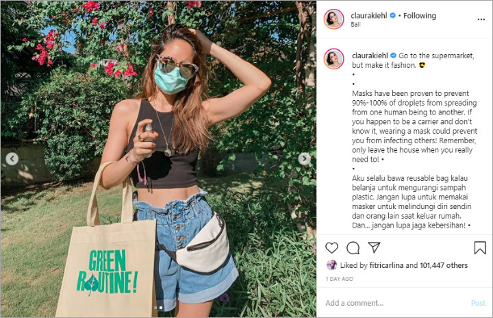 Pergi ke Supermarket Saat Pandemi Corona, Cinta Laura Tetap Tampil Kece