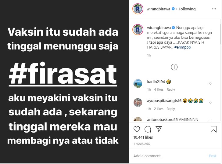 Wirang Birawa Sebut Vaksin Virus Corona Sudah Ditemukan, Namun Ini Yang Bikin Resah
