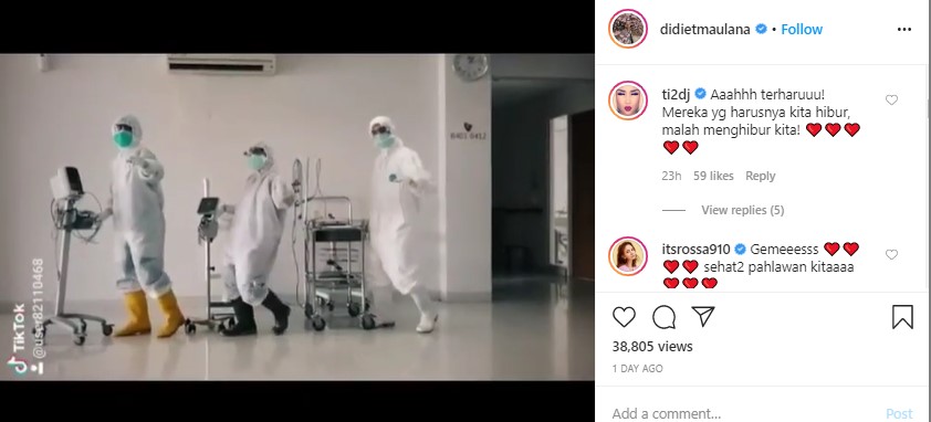 Didiet Maulana Bantu Salurkan Bantuan APD, Titi DJ Terharu Lihat Aksi Joget Tenaga Medis