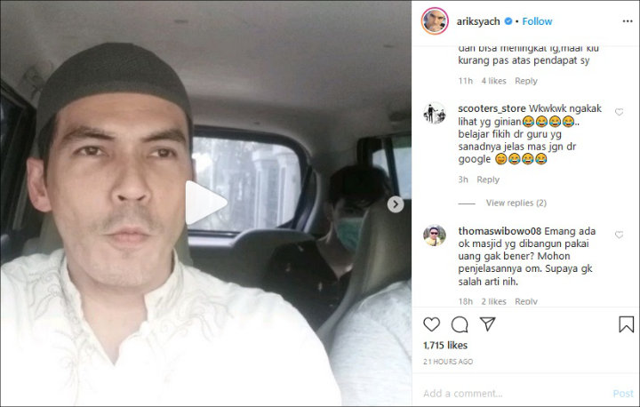 Atalarik Syah Kena Nyinyir Netizen Usai Bagikan Video Orang Tak Salat Jumat Adalah Kafir