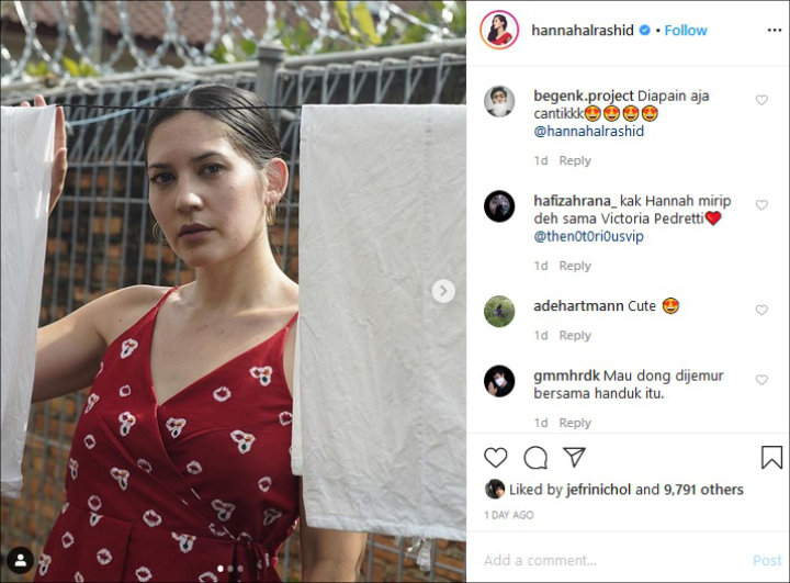 Tampil Apa Adanya Saat Jemur Pakaian, Hannah Al Rasyid Digombali Berjamaah