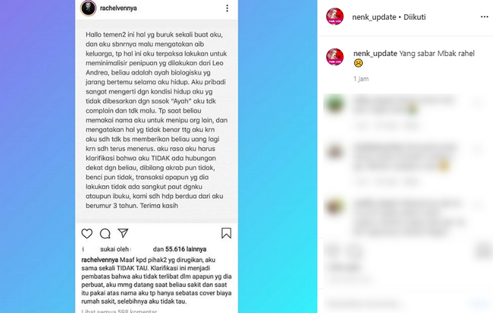 Nama Rachel Vennya Dicatut Ayah kandung