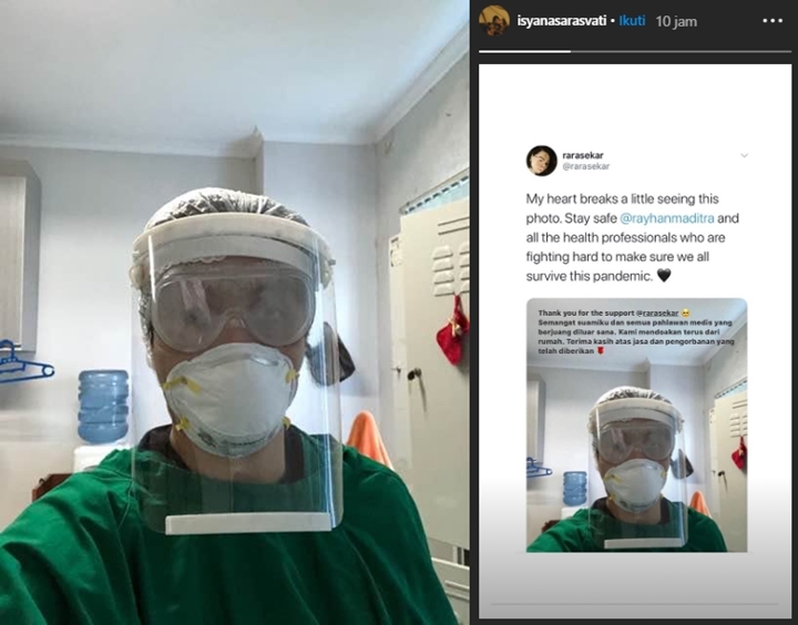 Posting Foto Suami Pakai APD, Isyana Sarasvati Semangati Pahlawan Medis
