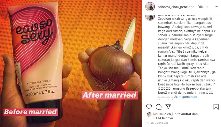 Cinta Penelope Tak Masalah Bau Bawang, Sang Suami Kalem Sindir Begini