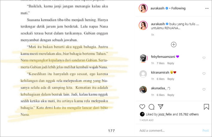Aura Kasih Persembahkan Novel \'Renjana\' untuk Glenn Fredly, Reaksi Suami Bikin Salut