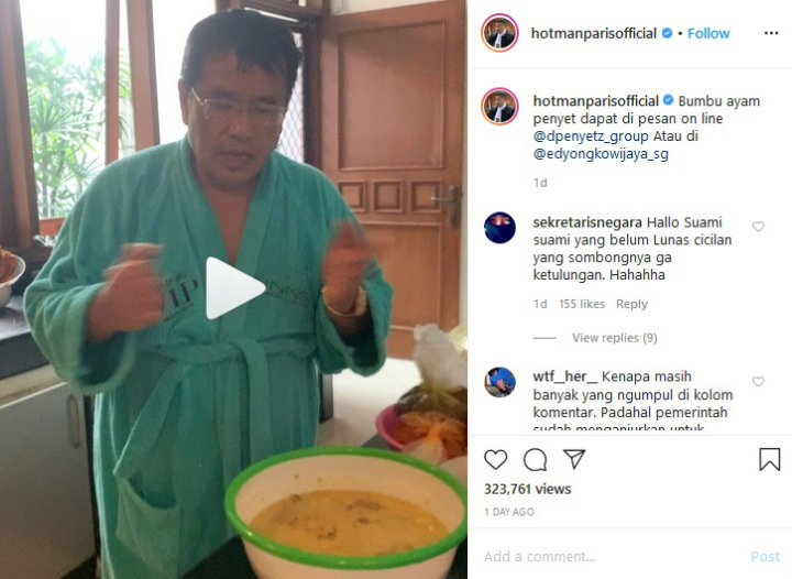 Kesal Lihat Suami yang Sombong Tak Mau ke Dapur, Hotman Paris Sindir Dengan Cara Ini