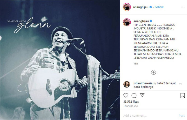 Doakan Almarhum Glenn Fredly, Anang Hermansyah Putuskan Tak Melayat h