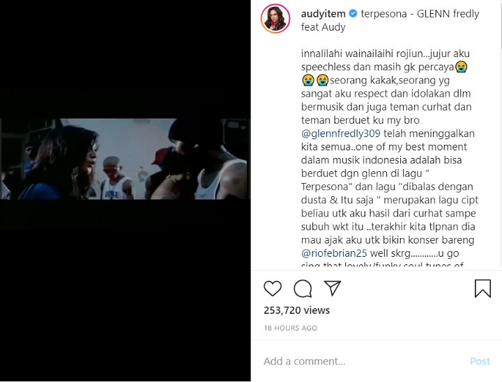 Jadi Teman Curhat, Audy Item Belum Percaya Glenn Fredly Meninggal