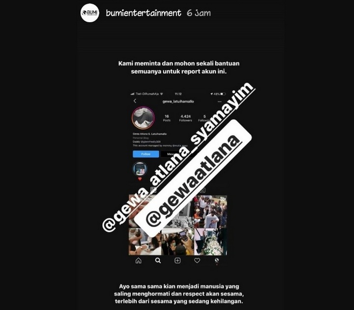 Akun Palsu Putri Mendiang Glenn Fredly Bermunculan, Pihak Manajemen Beri Kecaman