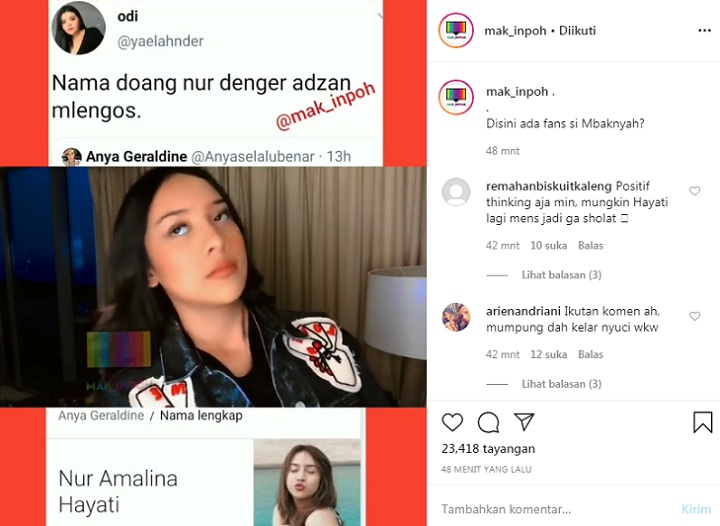Anya Geraldine Melengos Dengar Suara Azan