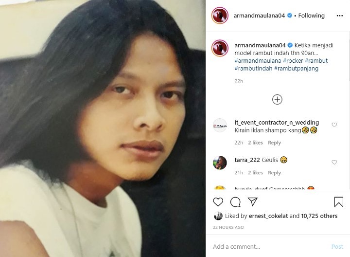 Unggah Foto Rambut Gondrong Era 90-an, Armand Maulana Dibilang Mirip BCL Sampai Nike Ardila