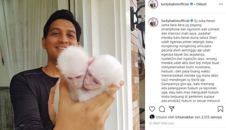 Lucky Hakim Sindir \'Kera\' yang Nyinyir Soal Perlindungan Satwa Liar