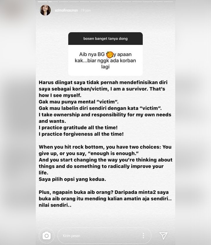 Diminta Bongkar Aib Seseorang, Salmafina Sunan Beri Nasihat Untuk Netizen