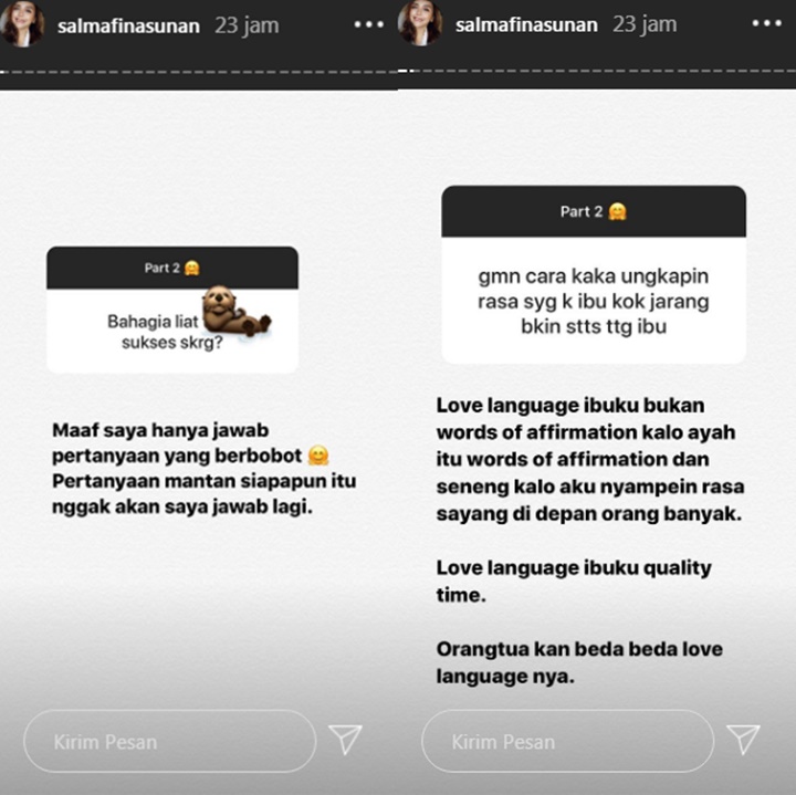 Salma Jawab Pertanyaan Soal Mantan Suami hingga Masalah Orangtua