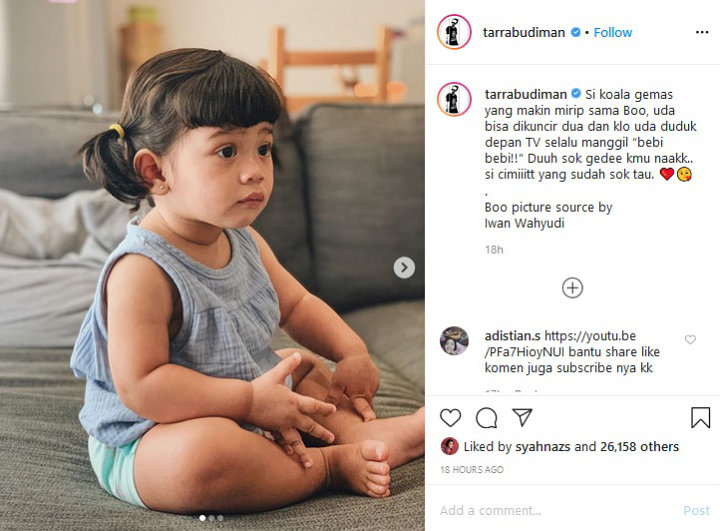 Makin Aktif, Tara Budiman Samakan Anaknya Seperti Karakter Kartun Boo