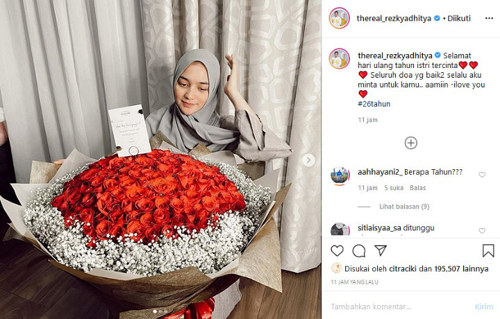Ulang Tahun ke-26, Citra Kirana Dapat Ucapan Romantis dan Bunga Mawar Raksasa dari Rezky Aditya