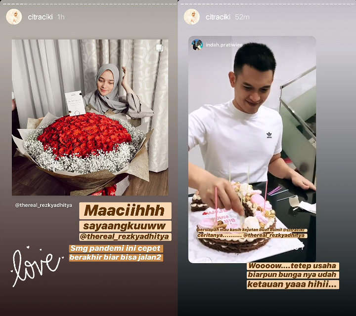 Ulang Tahun ke-26, Citra Kirana Dapat Ucapan Romantis dan Bunga Mawar Raksasa dari Rezky Aditya