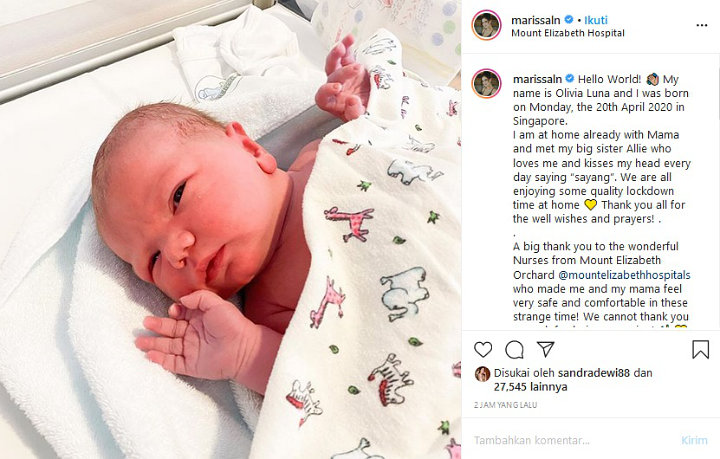 Perdana, Marissa Nasution Perkenalkan Anak Keduanya yang Bernama Olivia