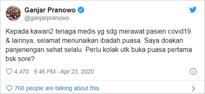 Ganjar Pranowo Tawarkan Kolak Buka Puasa