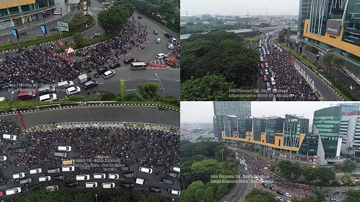 PSBB Surabaya Mulai Berlaku, Potret Kendaraan Menyemut di Bundaran Waru Bikin Meradang