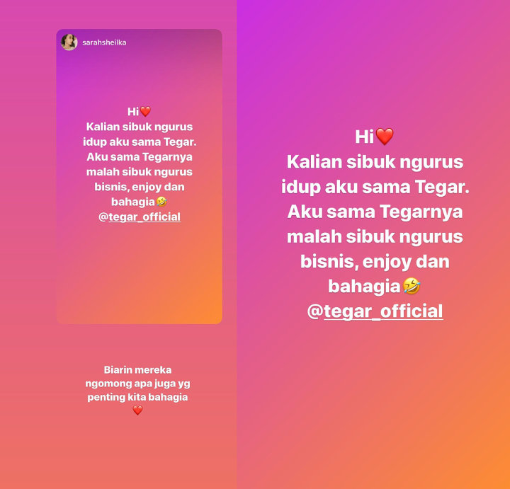 Reaksi Tegar Septian