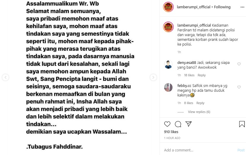 Beri Sembako Isi Sampah, YouTuber Ferdian Paleka Minta Maaf Usai Dilaporkan Para Waria