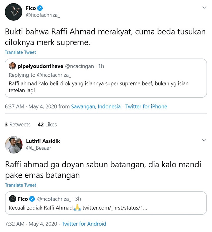 Reaksi Raffi