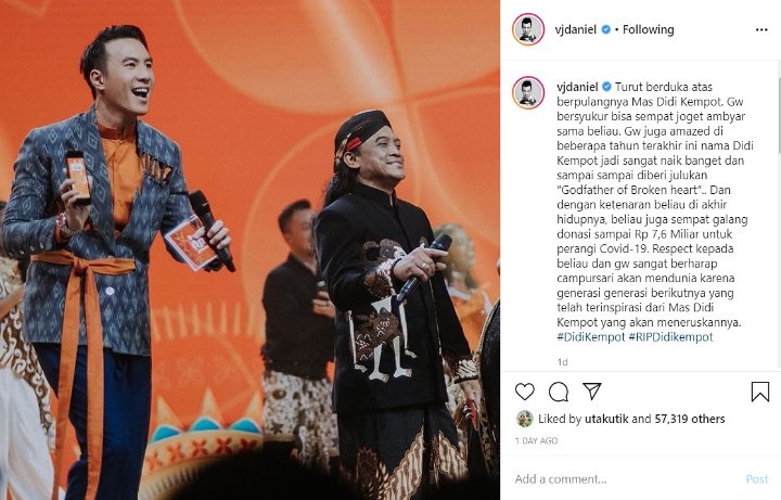 Ikut Berduka, Daniel Mananta Bersyukur Sempat Joget Ambyar Bersama Didi Kempot