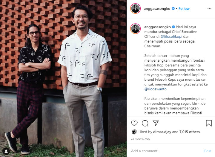 Rio Dewanto Jadi CEO Filosofi Kopi, Ungkap Tugas dan Tanggung Jawab Baru