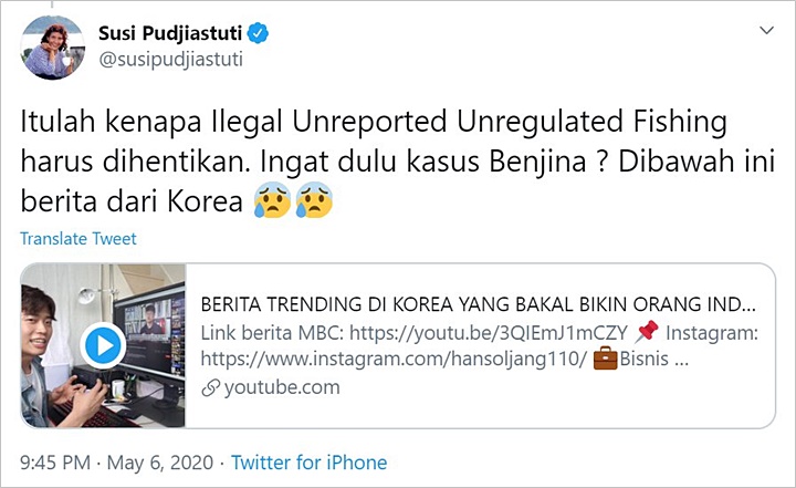 Jenazah ABK WNI Dibuang Kapal Tiongkok ke Laut, Susi Pudijastuti Singgung Satgas 115