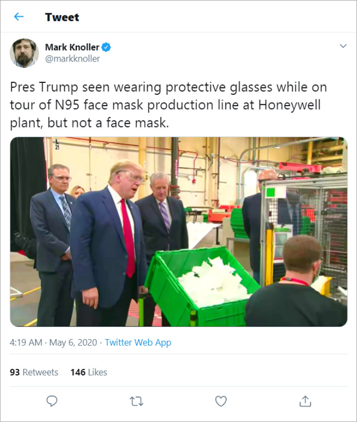 \'Anti\' Gunakan Masker di Tengah Pandemi COVID-19, Presiden Trump Jadi Sorotan