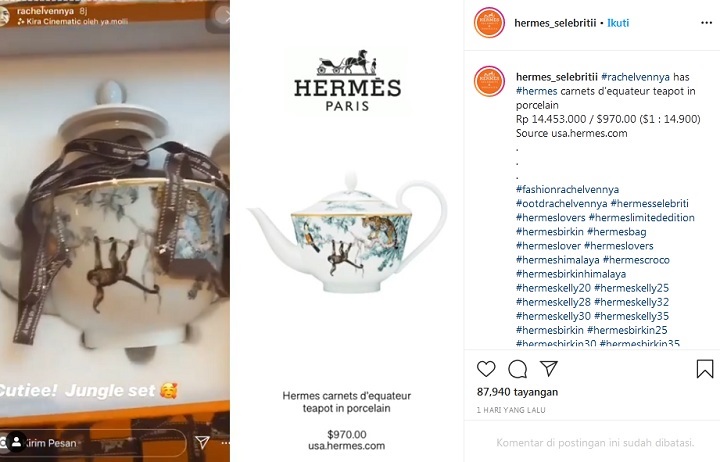 Tajir Melintir, Rachel Vennya Beli Set Cangkir Hermes Seharga Motor Matic