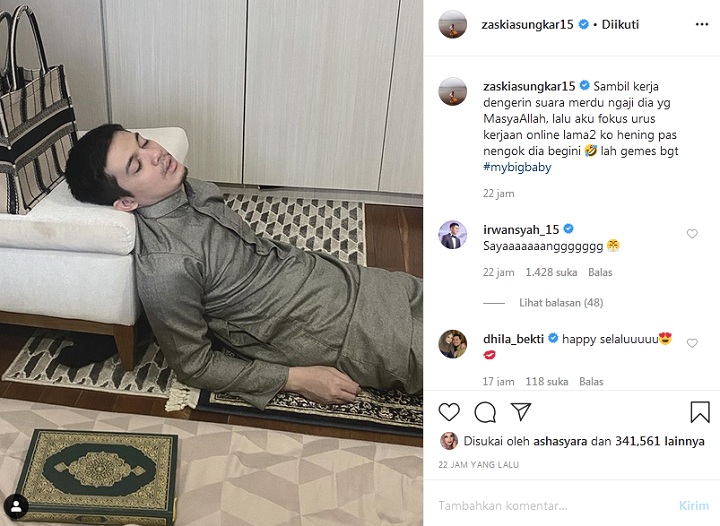 Zaskia Sungkar Abadikan Momen Irwansyah Tertidur Usai Ngaji, Letakkan Quran di Lantai?