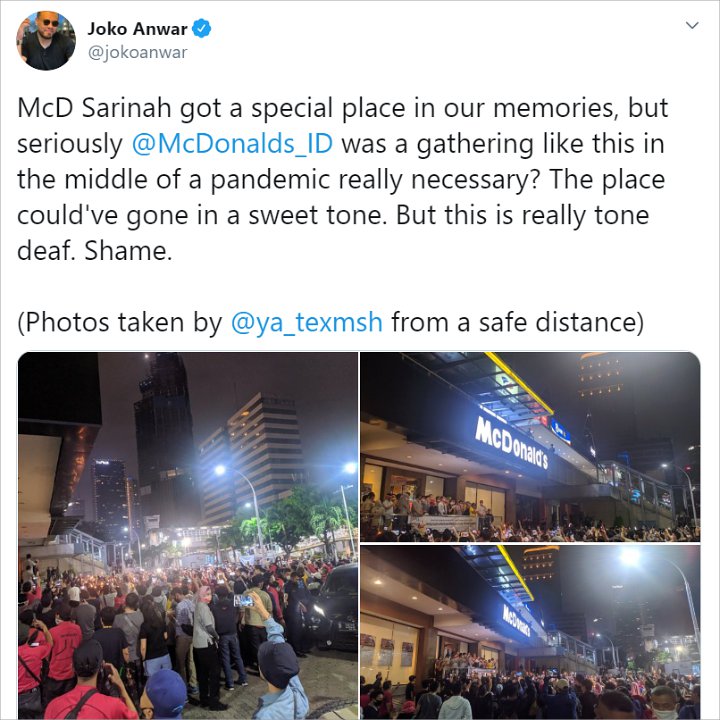 Kerumunan Massa Bikin Netizen Geram, Berharap Tak Ada Klaster Corona \'McDonald\'s Sarinah\'