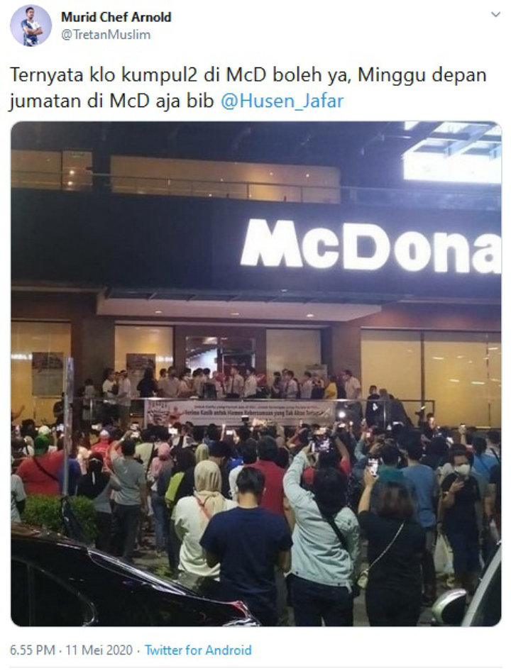Tretan Muslim Minta Jumatan Digelar di Mcd Sarinah