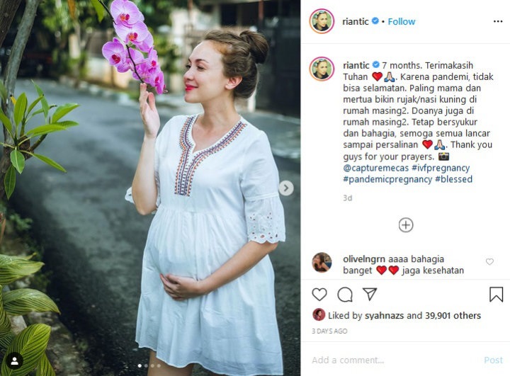 Tak Bisa Gelar 7 Bulanan Karena Corona, Rianti Cartwright Tetap Ucapkan Syukur