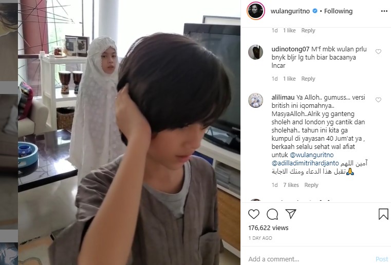 Wulan Guritno Abadikan Momen Putranya Iqomah, Lafal Belum Fasih Disebut Sebab Logat Bule