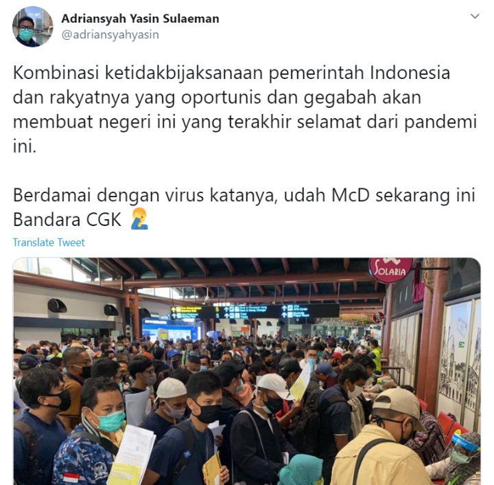 Usai McD Sarinah, Penumpang Berdesakan di Bandara Soetta Langgar Social Distancing